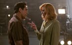 This image released by Amazon shows Nicole Kidman as Lucille Ball, right, and Javier Bardem as Desi Arnaz in a scene from "Being the Ricardos." (Glen 