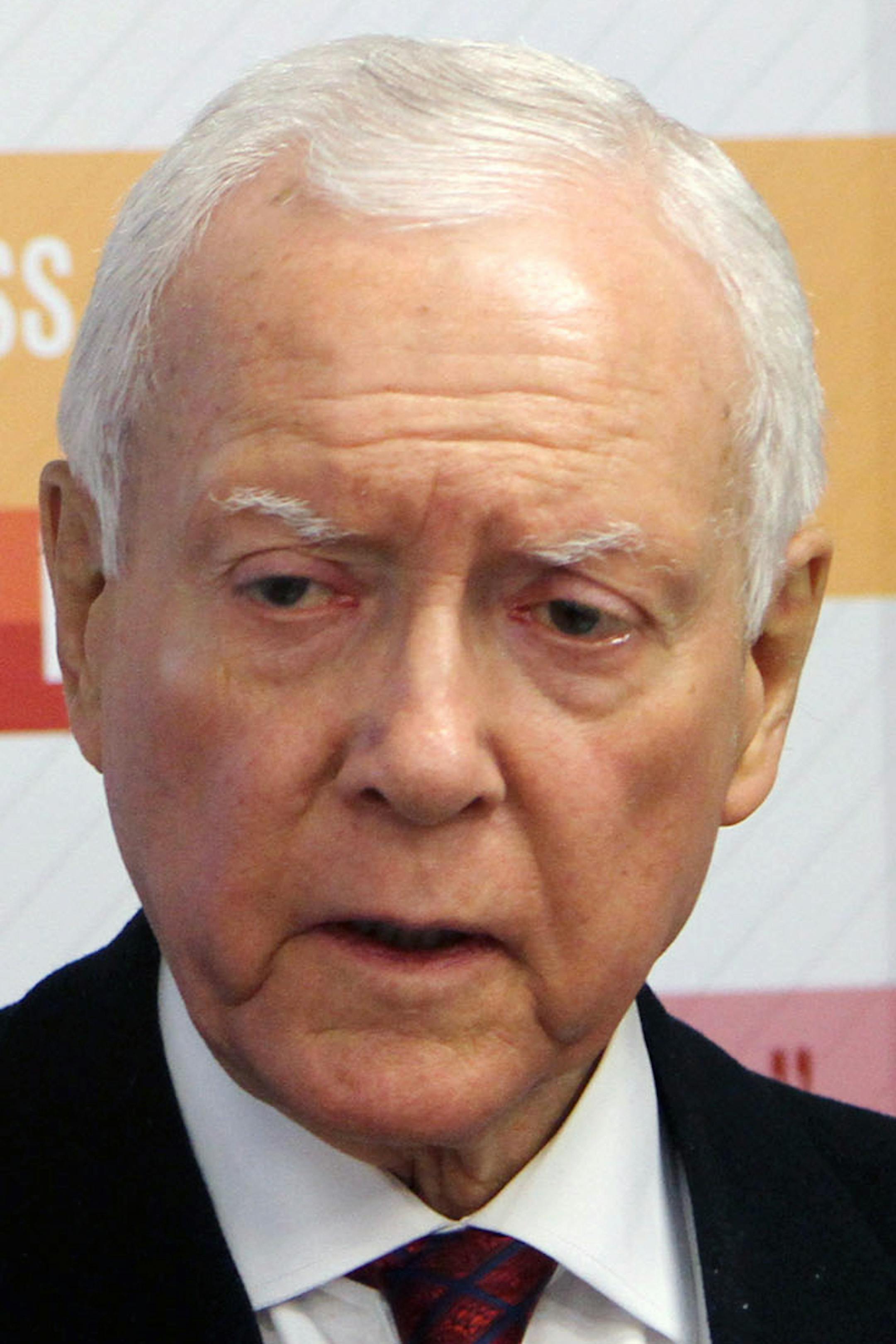 U.S. Senator Orrin Hatch, R-Utah, joined Utah business leaders for a news conference Friday, Nov. 22, 2013, in Salt Lake City. Hatch talked about the ongoing Trans-Pacific Partnership (TPP) meetings taking place in Utah this week. (AP Photo/The Salt Lake Tribune, Keith Johnson) DESERET NEWS OUT; LOCAL TV OUT; MAGS OUT