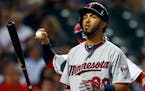 The Twins' Eddie Rosario reacted after striking out against Cleveland's Andrew Miller in the seventh inning Monday. The Twins lost 1-0 in 10 innings, 