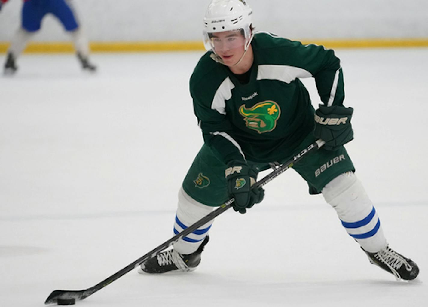 Bobby Brink, who led Minnetonka to the state high school hockey title in 2018 and is projected to be a first round pick in the NHL draft next week.] At the Victoria Recreation Center. RICHARD TSONG-TAATARII ¥ richard.tsong-taatarii@startribune.com