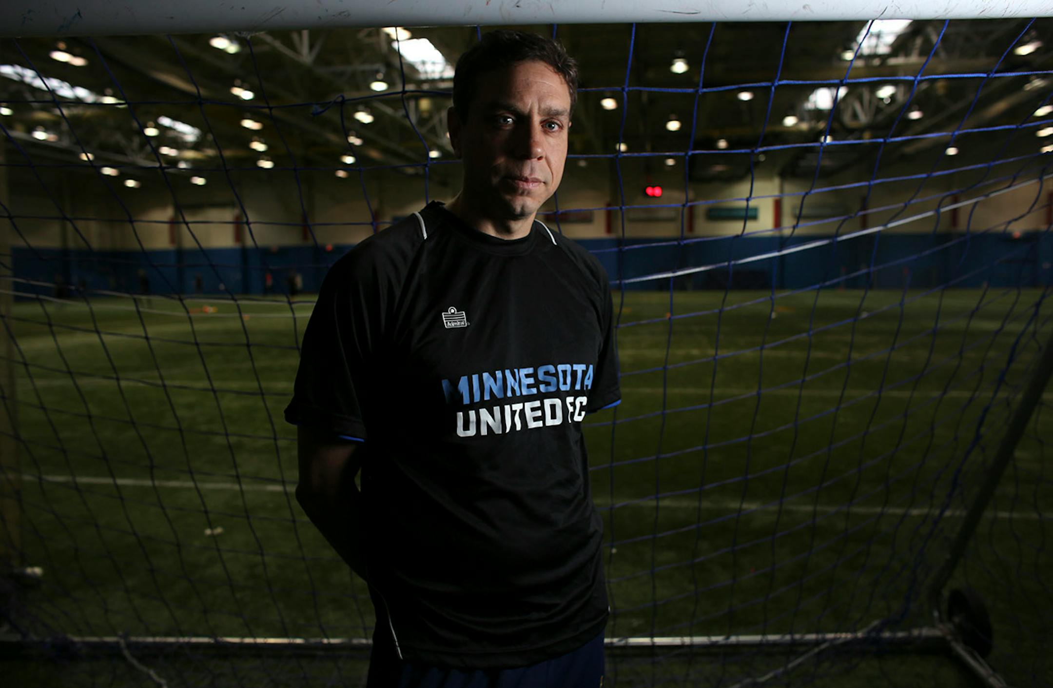 Head coach of Minnesota United Manny Lagos before practice at the indoor practice facility at National Sports Center in Blaine, Min., Wednesday, March 20, 2013. ] (KYNDELL HARKNESS/STAR TRIBUNE) kyndell.harkness@startribune.com