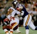 Chris Doleman took time out from his quarterback sack chores to stop Redskins running back Kelvin Bryant in 1987