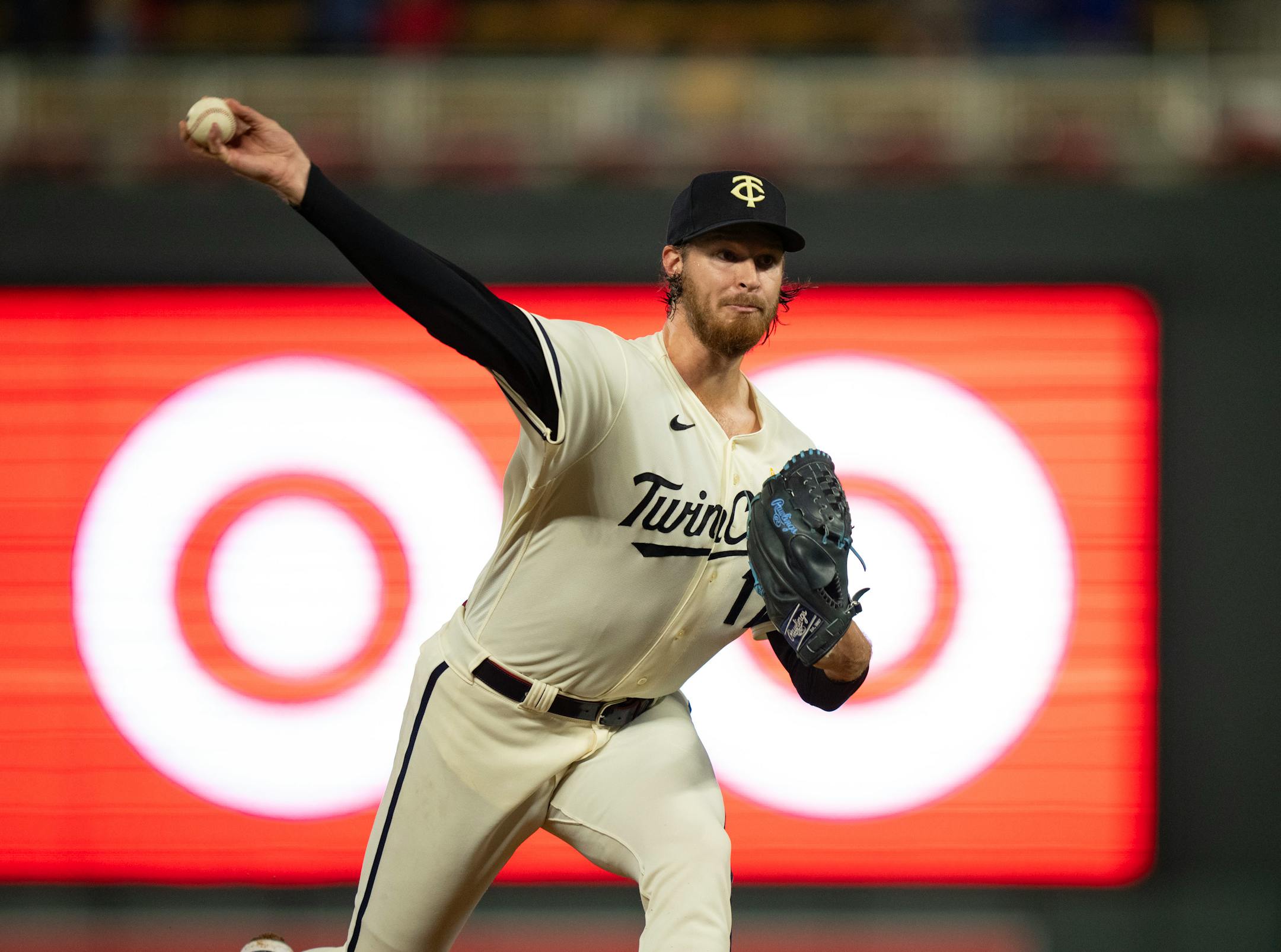 Minnesota Twins starting pitcher Bailey Ober throwing in the fifth inning against Oakland. The Minnesota Twins faced the Oakland Athletics in an MLB baseball game Tuesday night, September 26, 2023 at Target Field in Minneapolis. ] JEFF WHEELER • jeff.wheeler@startribune.com