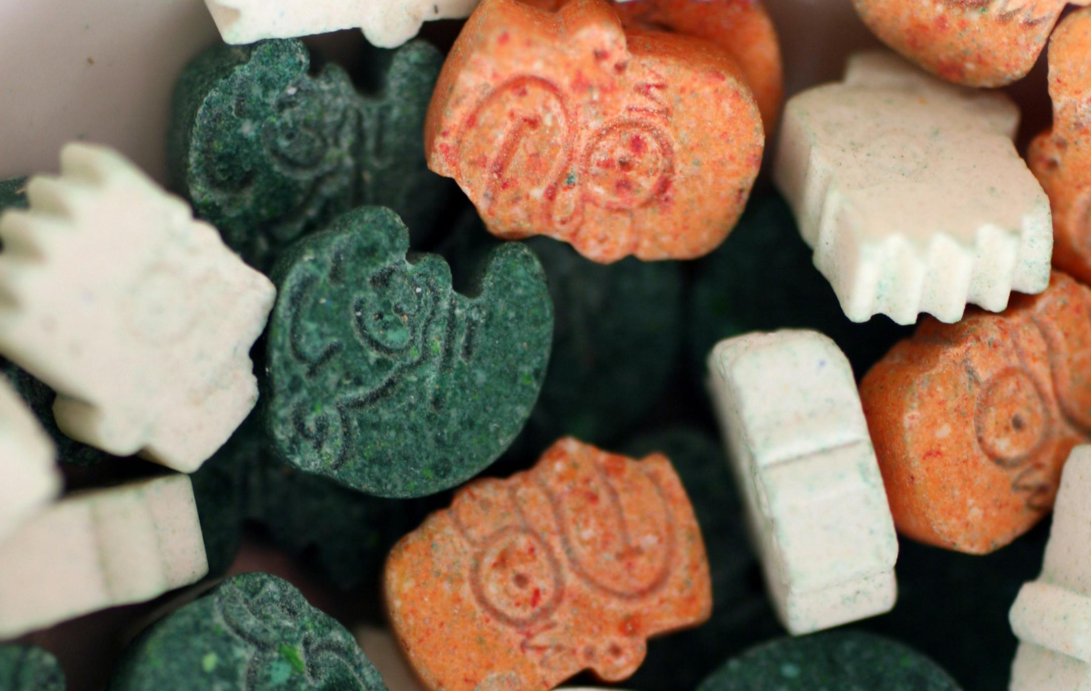 Ecstasy tablets made to look like children's vitamins. The U.S. Food and Drug Administration has given the "breakthrough therapy" designation to MDMA - the main chemical in the club drug Ecstasy - for treatment of PTSD. (Kansas City Police Dept./Kansas City Star/TNS)