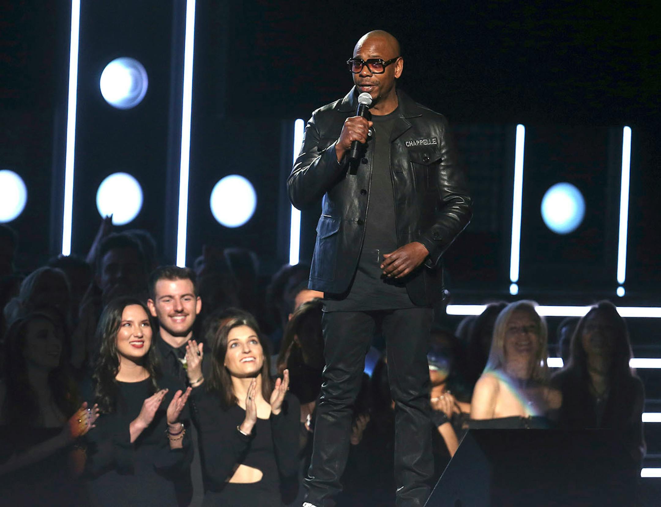 Dave Chappelle speaks at the 60th annual Grammy Awards at Madison Square Garden on Sunday, Jan. 28, 2018, in New York.