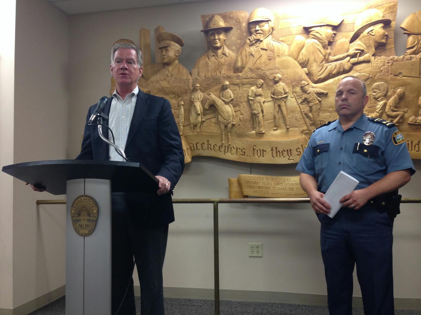 St. Paul Mayor Chris Coleman and Police Chief Todd Axtell talked about the arrests at at news conference Tuesday afternoon.