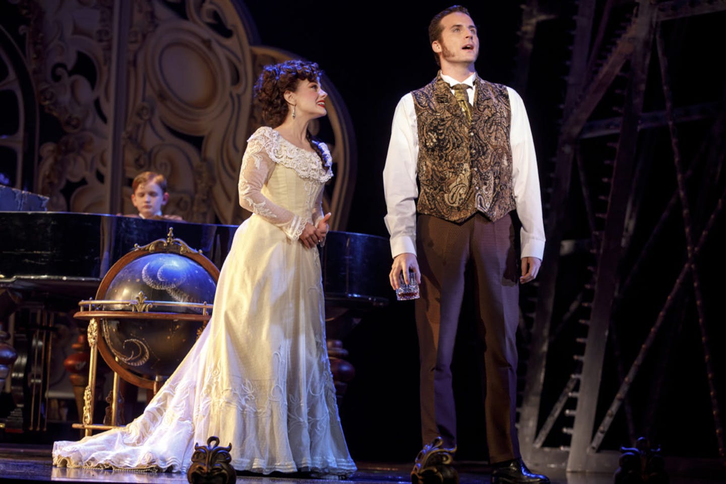 Jake Heston Miller (&#xec;Gustave&#xee;), Meghan Picerno (&#xec;Christine Daa&#xc8;&#xee;) and Sean Thompson (&#xec;Raoul, Vicomte de Chagny&#xee;) star in "Love Never Dies." Photo by Joan Marcus