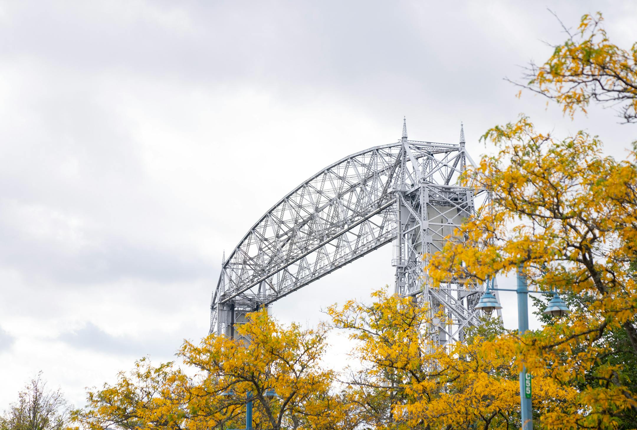 The Aerial Lift Bridge rises above changing leaves Wednesday in Canal Park in Duluth.