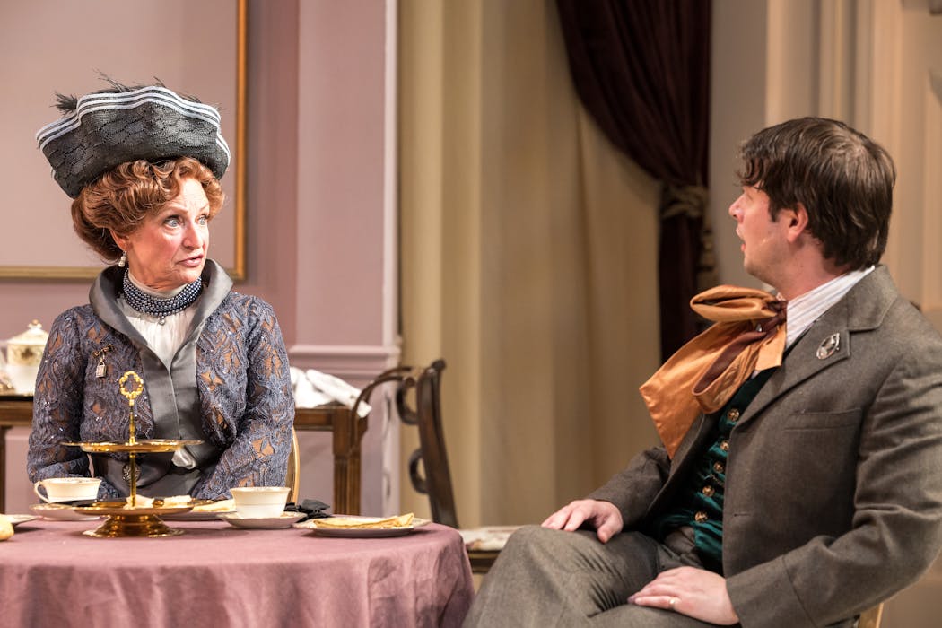 Sally Wingert (Lady Bracknell) and Michael Doherty (Algernon) in “The Importance of Being Earnest.”