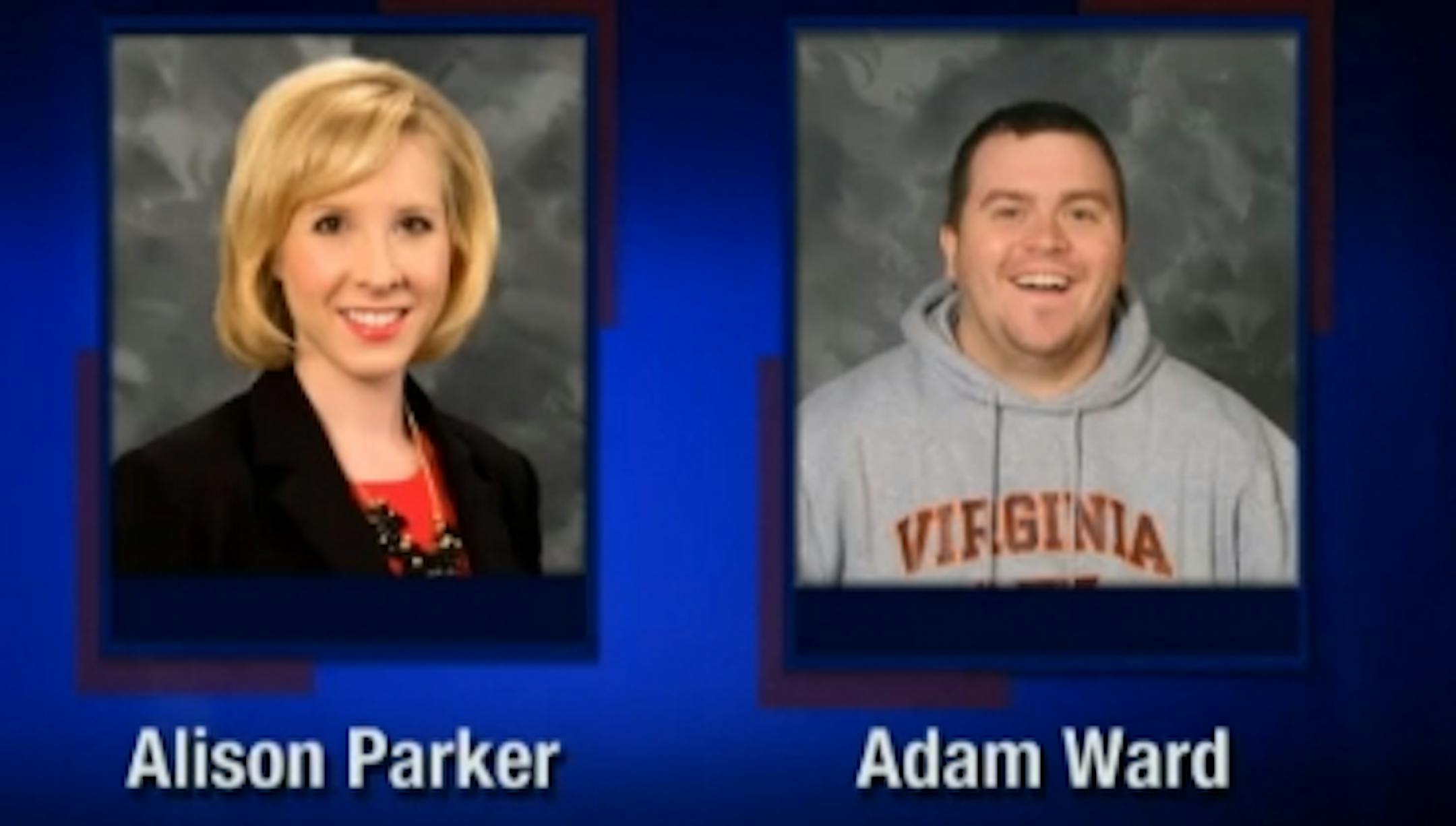 This screenshot from WDBJ-TV7, in Roanoke, Va., shows reporter Alison Parker and photographer Adam Ward. Parker and Ward were killed, Wednesday, Aug. 26, 2015, when a gunman opened fire during a live on-air interview in Moneta, Va.