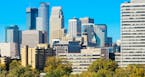 Minneapolis skyline as seen from the east bank of the University of Minnesota.