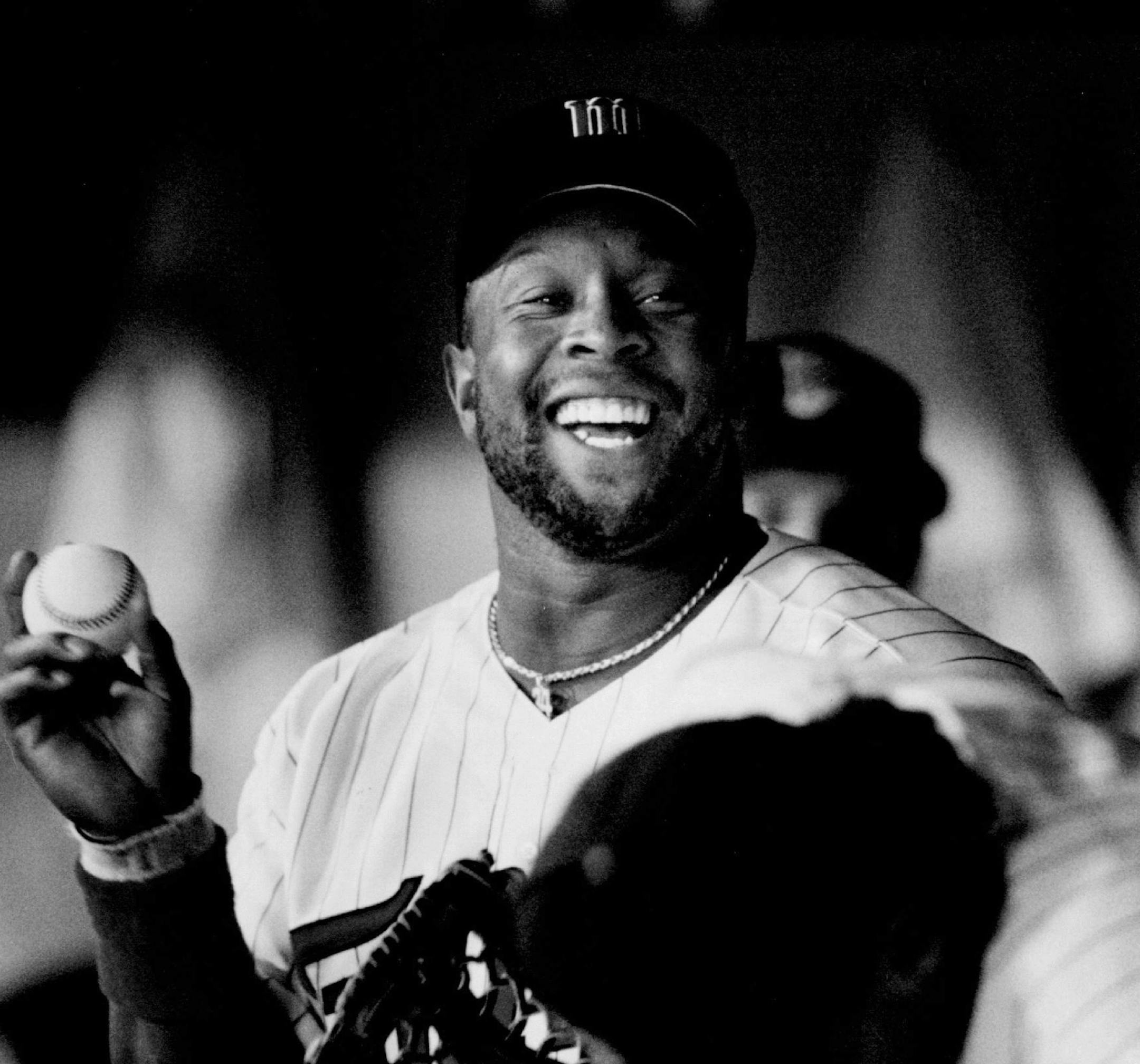 April 6, 1993 Kirby Puckett was all smiles as he joked with other Twins before the season opener started at the Metrodome. Bruce Bisping, Minneapolis Star Tribune