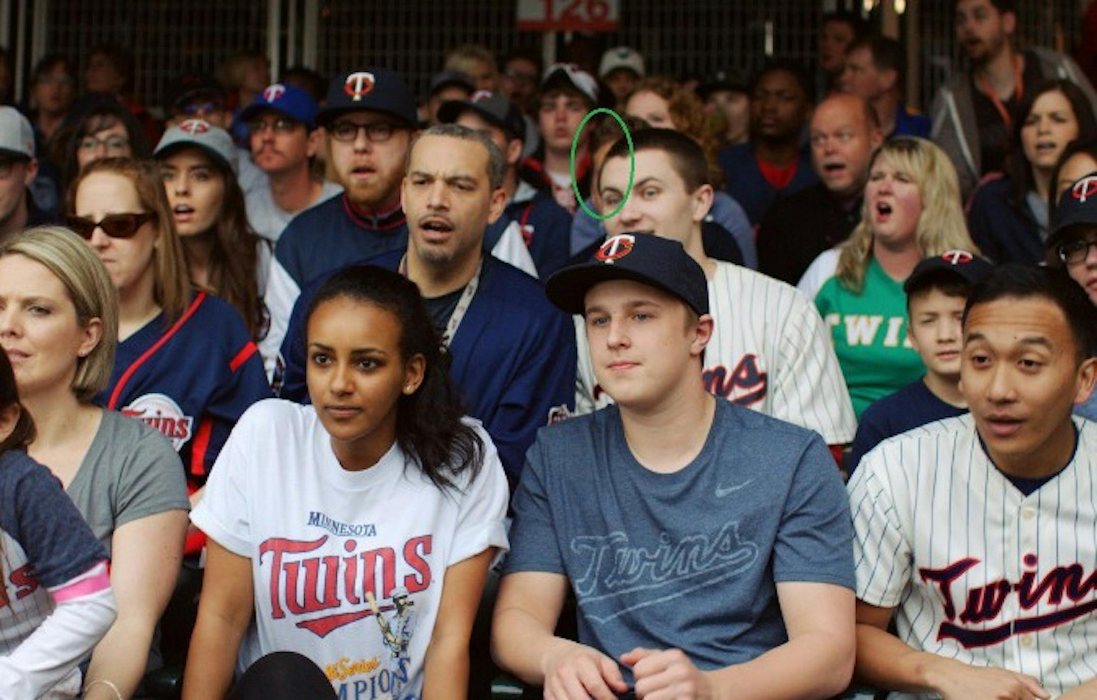 Same photo, with the sliver of Michael Rand circled. (Photo courtesy of Periscope, illo provided by me)