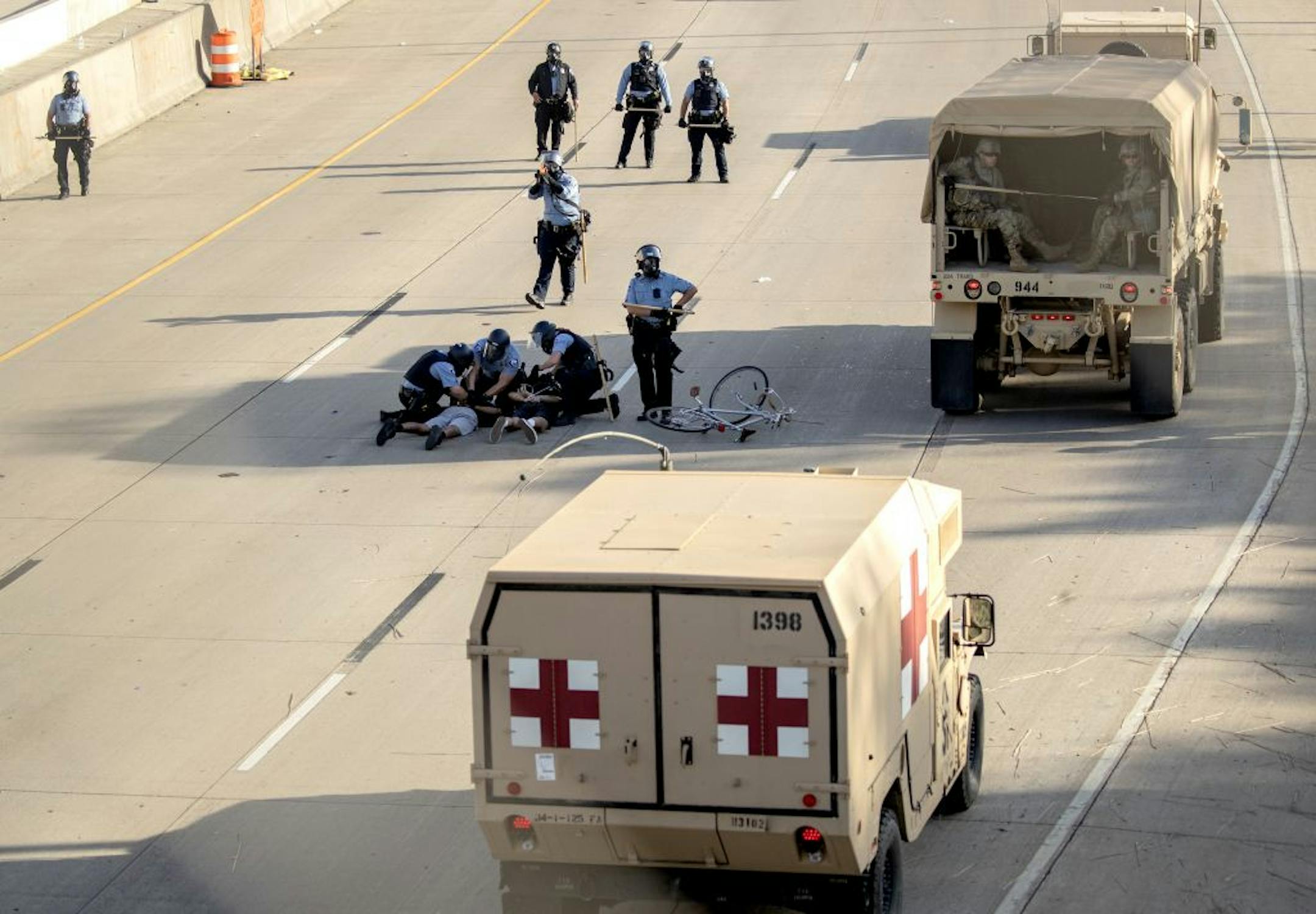 Protests continued on Sunday at the Interstate 35W bridge and University Avenue in Minneapolis.