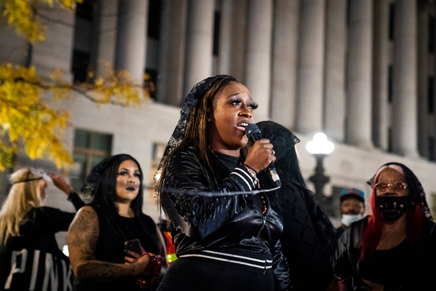 Diamond Reynolds, former fiancé of Philando Castile, spoke during "The Secret March" in St. Paul.