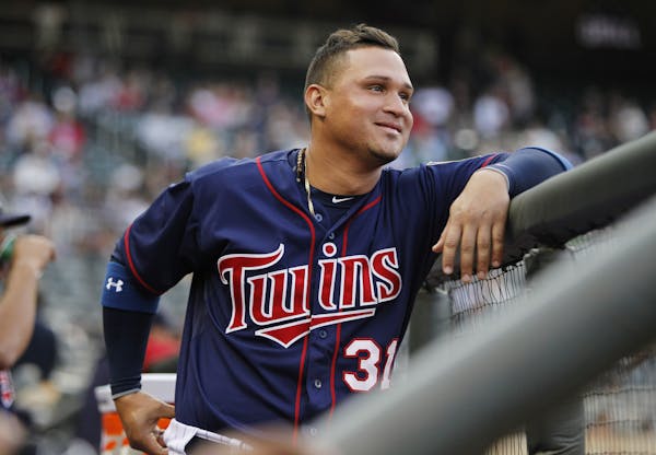 Minnesota Twins right fielder Oswaldo Arcia (31) shown before a baseball game against the Chicago White Sox, Monday, May 13, 2013, in Minneapolis. (AP