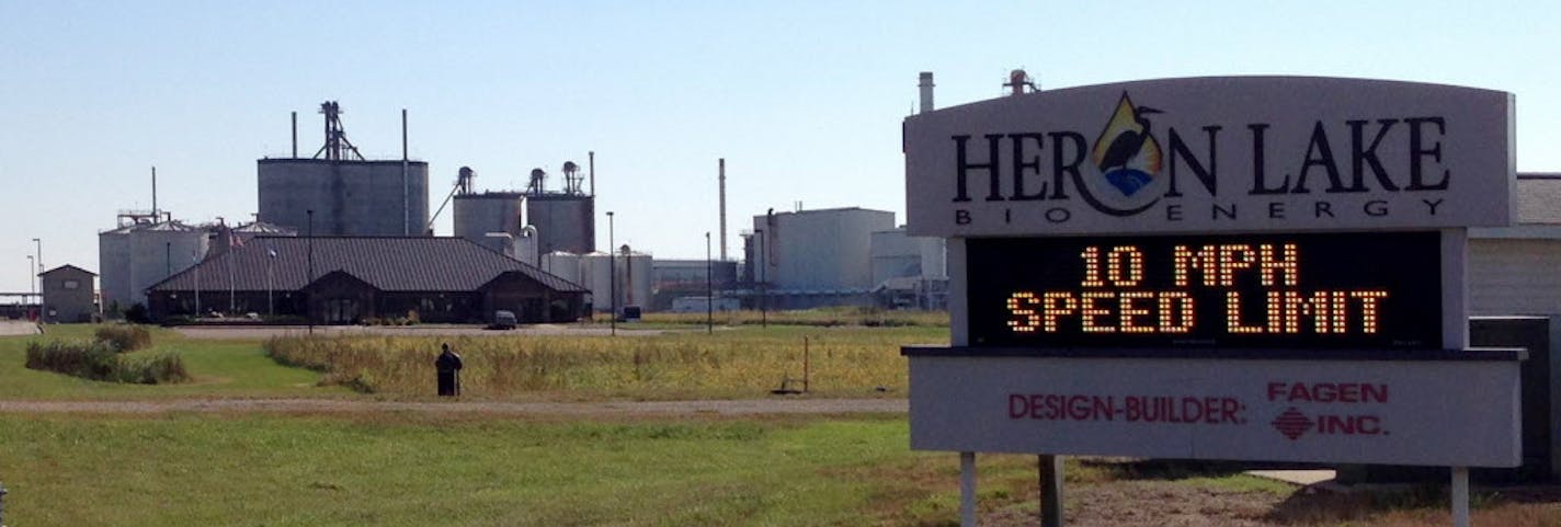 The Heron Lake BioEnergy plant in Heron Lake, Minn., produces 59 million gallons of ethanol annually from corn. The plant, financed by local farmers and other investors, opened in 2007. It is now partly owned by Granite Falls Energy, an ethanol maker in Granite Falls. The plant was built by Fagen Inc., which has built most of the nation's ethanol plants.This is a file photo from September 2014.