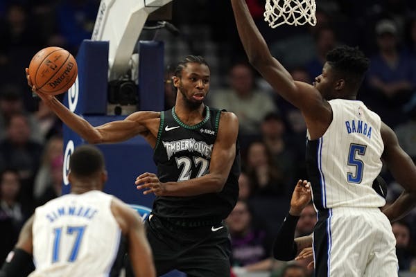 Timberwolves forward Andrew Wiggins looked to pass Friday in the second half.