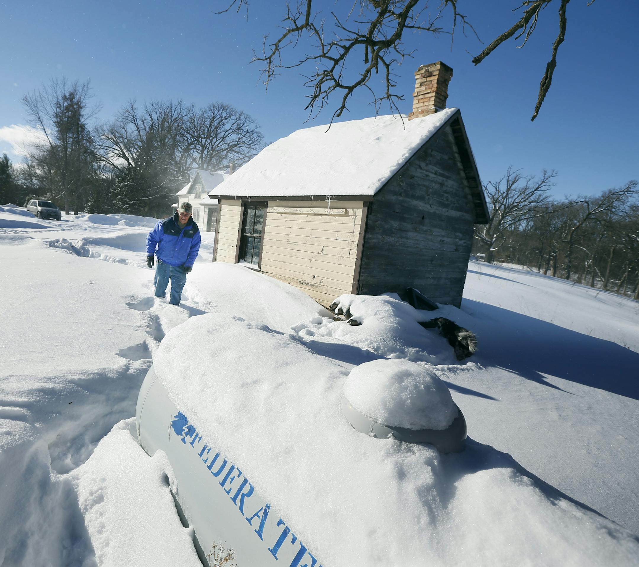 Ron Selleck said his propane tank was last filled in mid December and it now empty and his house is now heated with electric heaters Sunday January 26, 2014 in North Branch ,MN. Selleck is hoping to get his tank refilled on Monday.] JERRY HOLT ‚Ä¢ jerry.holt@startribune.com