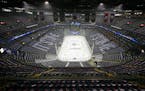 This photo of an empty Nationwide Arena, taken prior to Game 6 of the Stanley Cup playoffs series against the Bruins last May, will likely resemble wh