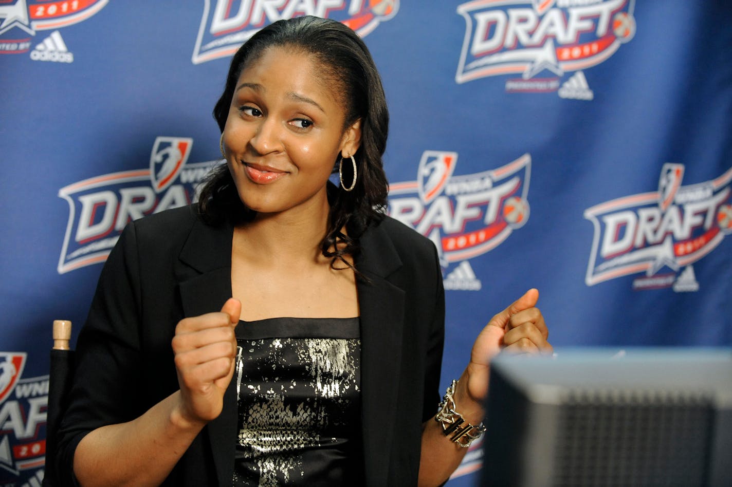 Maya Moore talks with fans in Minnesota via the Internet after being chosen by the Lynx with the No. 1 pick in the WNBAdraft.