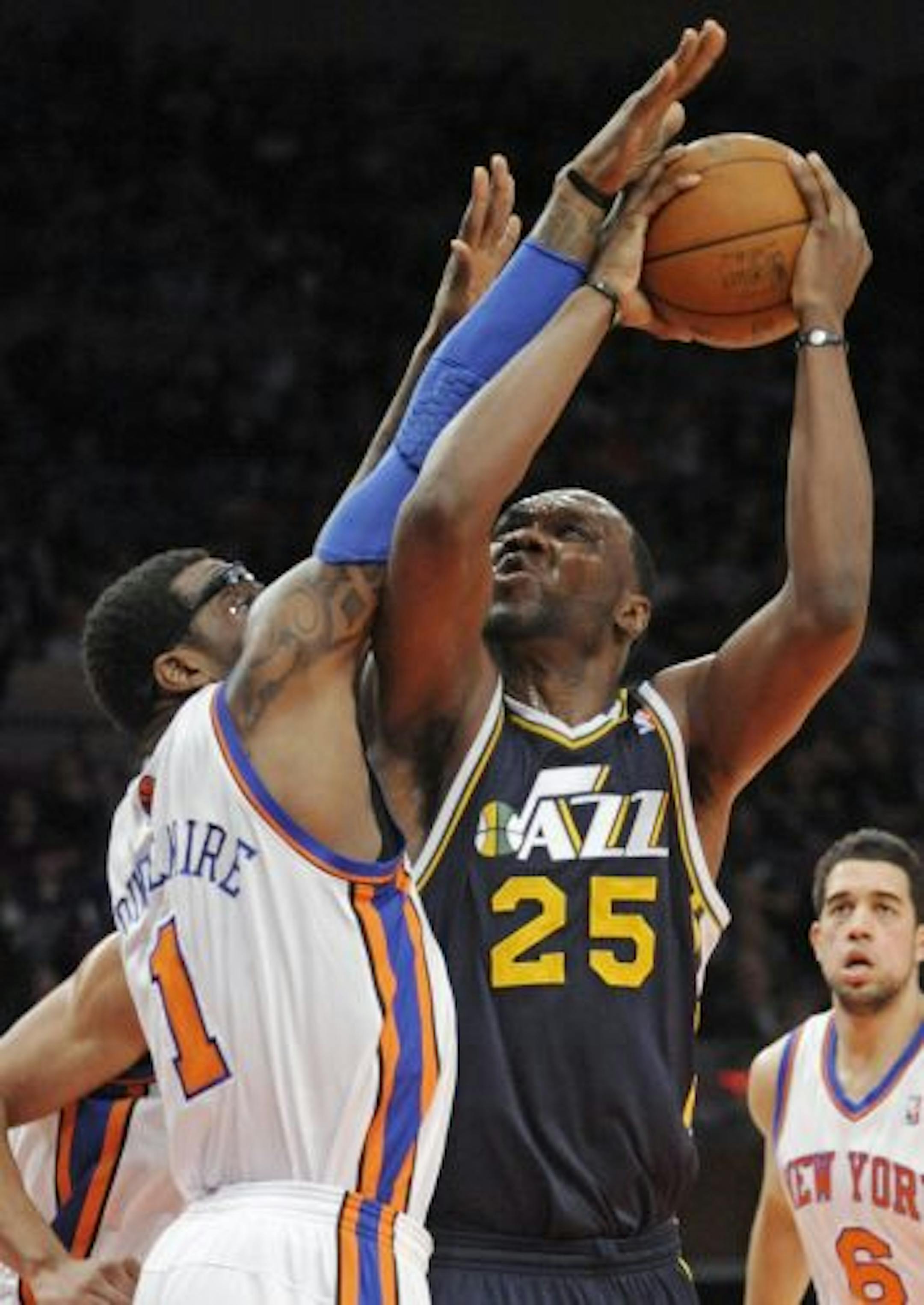 Utah center Al Jefferson (25) scored 36 points against New York on Monday and followed that up with a 34-point effort against Toronto on Wednesday. Those are his top two scoring games of the season.