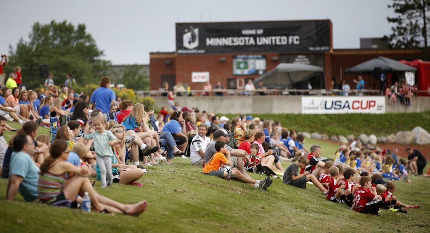 Fans watched a soccer game at the National Sports Center in Blaine.