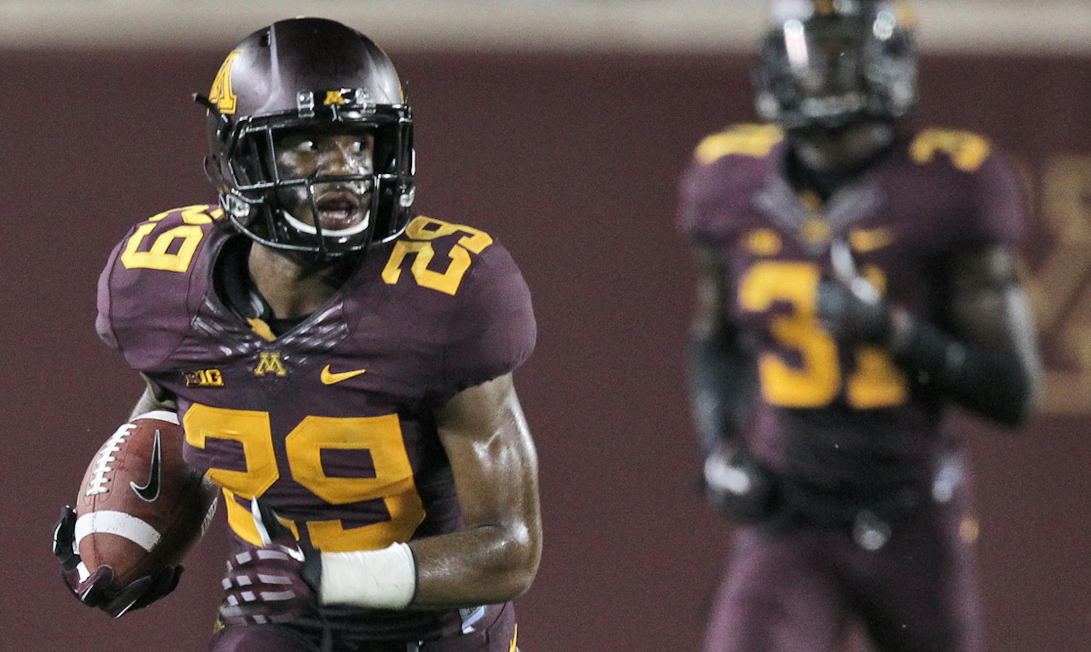 Gophers cornerback Briean Boddy-Calhoun&#x2019;s 89-yard interception return for a touchdown clinched a 51-23 victory over UNLV on Thursday.