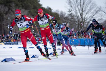 Zak Ketterson of Bloomington (14) reached the quarterfinals of the men's sprint race Saturday.