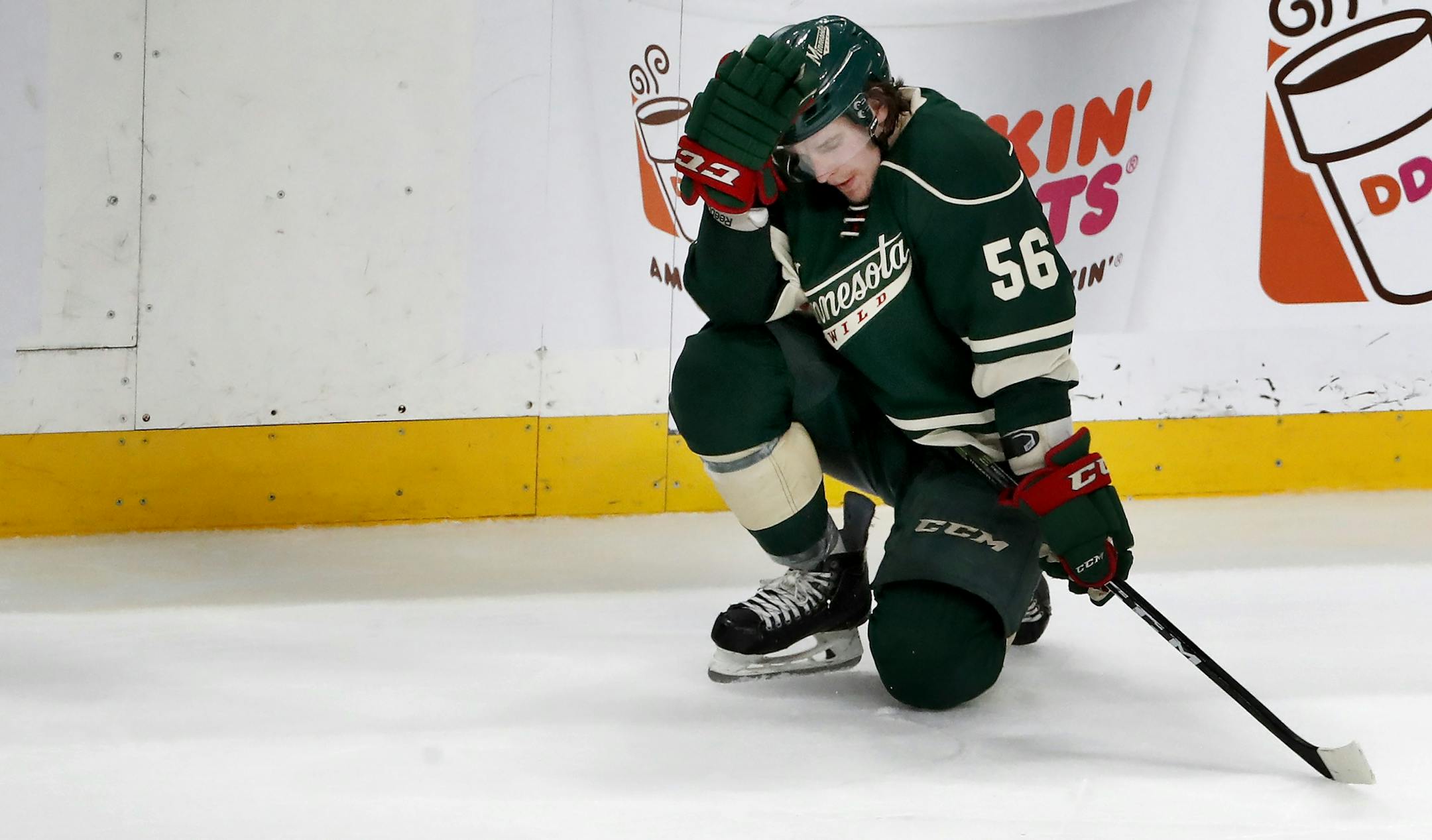 Erik Haula (56) at the end of the game. St. Louis Blues beat Minnesota 4-3.