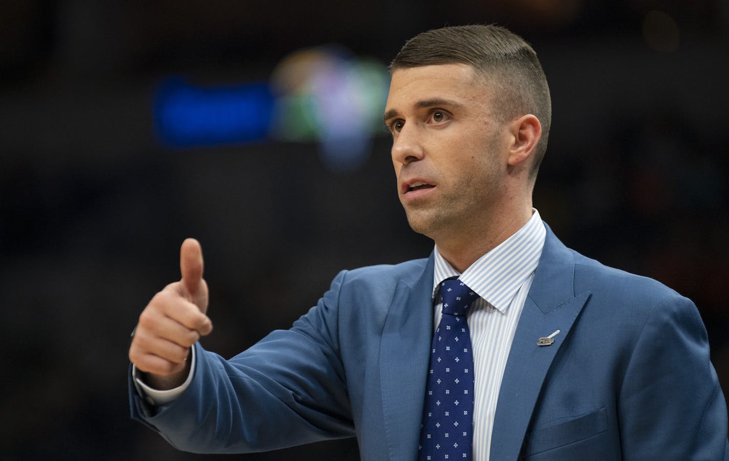 Minnesota Timberwolves head coach Ryan Saunders gestured to a player in the fourth quarter. ] JEFF WHEELER &#x2022; jeff.wheeler@startribune.com The Minnesota Timberwolves lost toi the Toronto Raptors 120-100 in their final NBA home game of the season Tuesday night, April 9, 2019 at Target Center in Minneapolis.