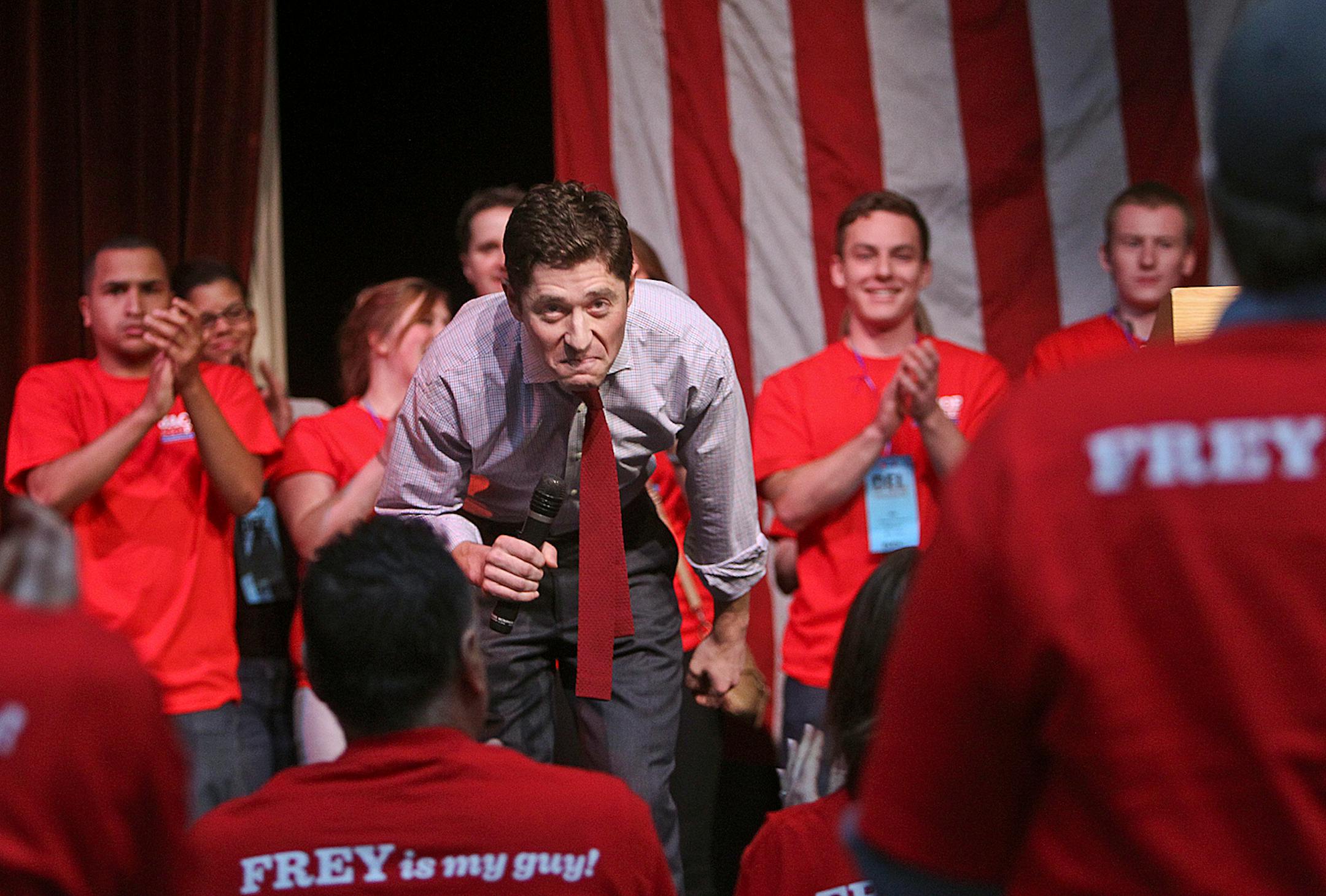 An emotional Jacob Frey spoke to supporters and those gathered Saturday May 4, 2013, at De La Salle High School in Minneapolis, MN.