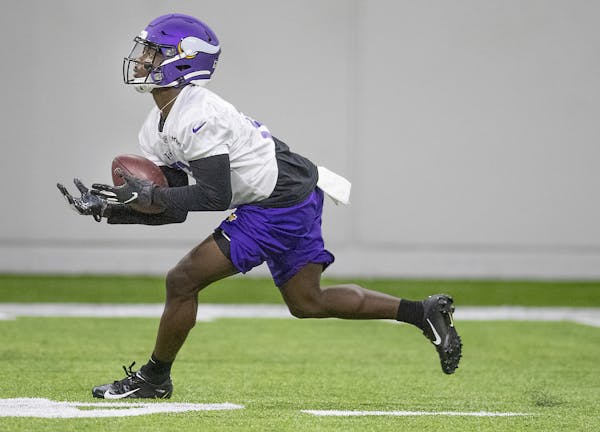Minnesota Vikings receiver Davion Davis took to the field for practice at the TCO Performance Center, Wednesday, May 22, 2019 in Eagan, MN. ] ELIZABET