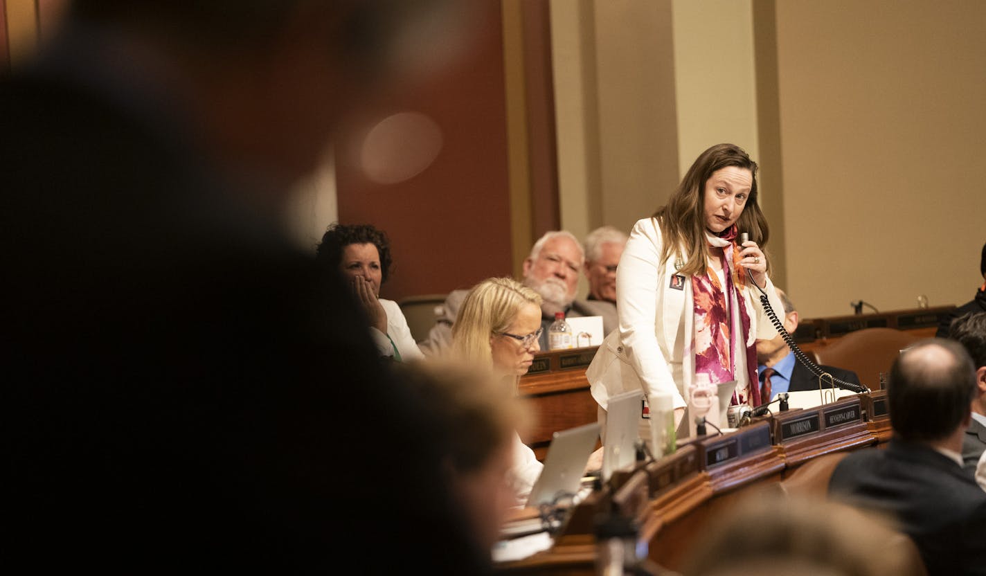 Rep. Kristin Bahner addressed a question from Rep. Steve Drazkowski when he asked her if she knew what a fetishist gender was during a debate on an amendment to the Equal Rights Amendment bill in the Minnesota House of Representatives on Thursday, March 7, 2019 at the State Capitol in St. Paul, Minn. At the State Capitol in St. Paul, Minn., on Thursday, March 7, 2019. ] RENEE JONES SCHNEIDER &#xa5; renee.jones@startribune.com