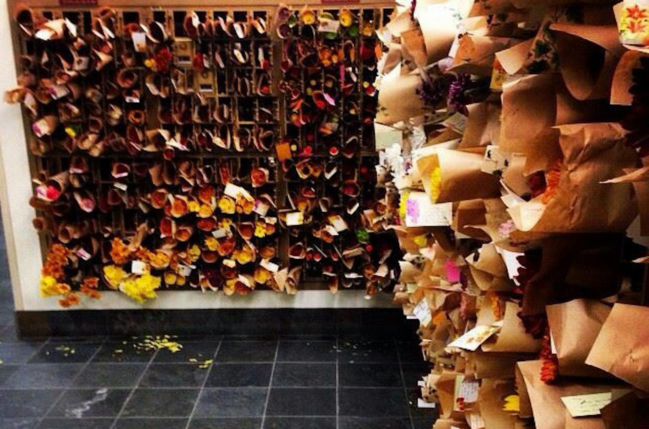 Flowers from Carleton College students overwhelmed the mailbox area this week for those attending St. Olaf College. The flowers were sent as a gesture of sympathy after a St. Olaf junior died last week in her dorm room