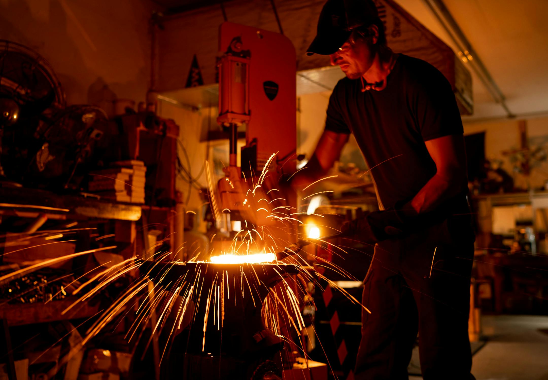 Jason Kraus heated a length of steel cable to 2200 degrees to begin the process of turning it into a knife blade. ] GLEN STUBBE &#x2022; glen.stubbe@startribune.com Monday, January 21, 2019 Jason Kraus is a full-time bladesmith -- he makes hand-forged knives and swords and sells them via his company Northstar Forge in Carver. It's an ancient art that is increasingly popular, and Kraus has competed in two TV bladesmithing competitions on the History and Discovery channels.
