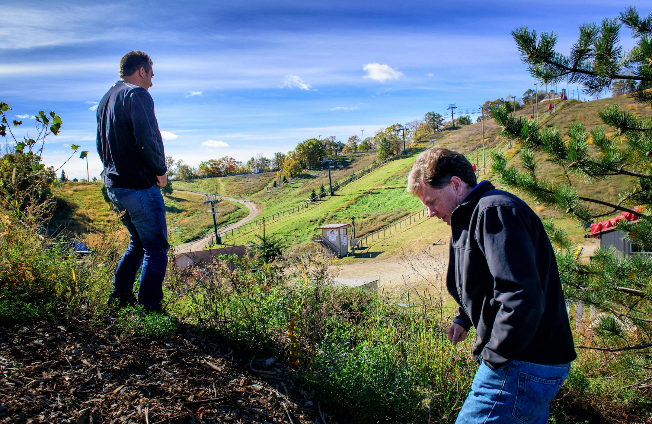 David Solner and Don McClure have big plans for Buck Hill ski resort. ] GLEN STUBBE * gstubbe@startribune.com Friday, October 16, 2015 David Solner, a former who architect and Don McClure, who has managed Buck Hill for 40 yrs have purchased the Burnsville ski resort. They have big plans that include a restaurant and banquet hall at the top of the resort and are looking at a all-season ski surface to allow for summer skiing.