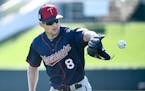 Twins non-roster invite outfielder Drew Stubbs caught a ball during outfielder workouts.