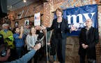 Joined by daughter Abigail and husband John, Sen. Amy Klobuchar made her first campaign appearance as a presidential candidate Saturday in Eau Claire,