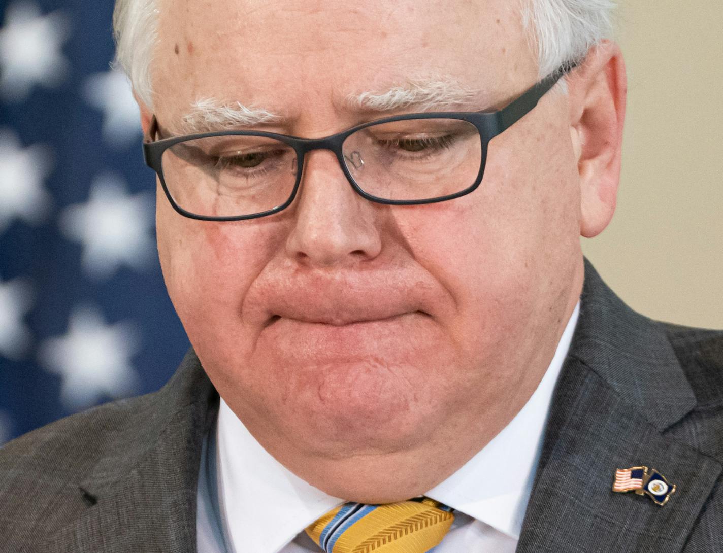 Governor Tim Walz alternated between anger and sadness as he talked about the unrest in the wake of the death of George Floyd while he was in custody of Minneapolis police. ] GLEN STUBBE • glen.stubbe@startribune.com Friday, May 29, 2020 POOL PHOTO