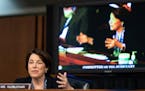 Sen. Amy Klobuchar (D-Minn.) speaks during a Senate Judiciary Committee business meeting in Washington, Oct. 15, 2020, the fourth day of the confirmat