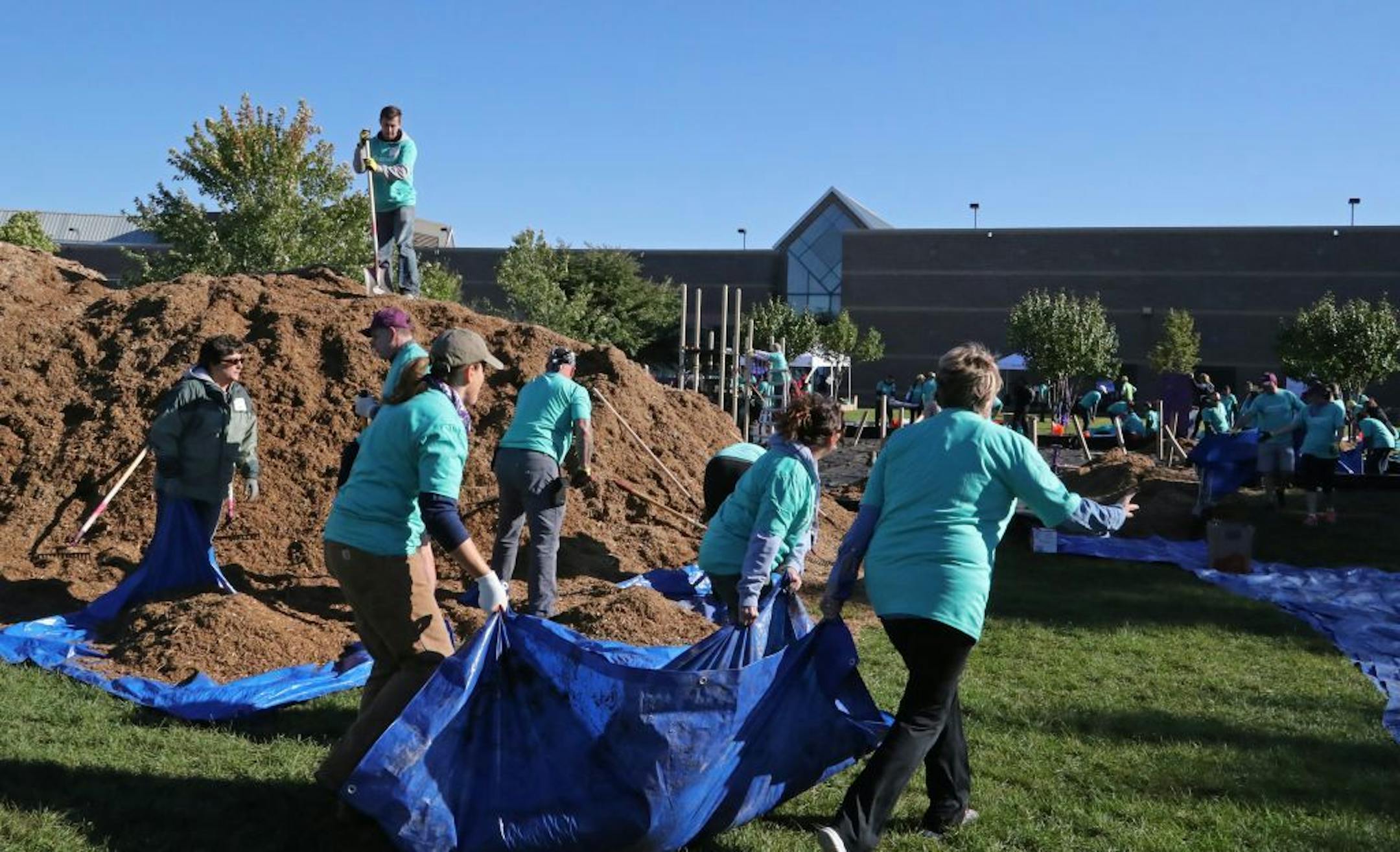 With the help from Build it with KaBOOM! and Foresters Financial, community members helped build a playground at Jenny Lind Elementary School.