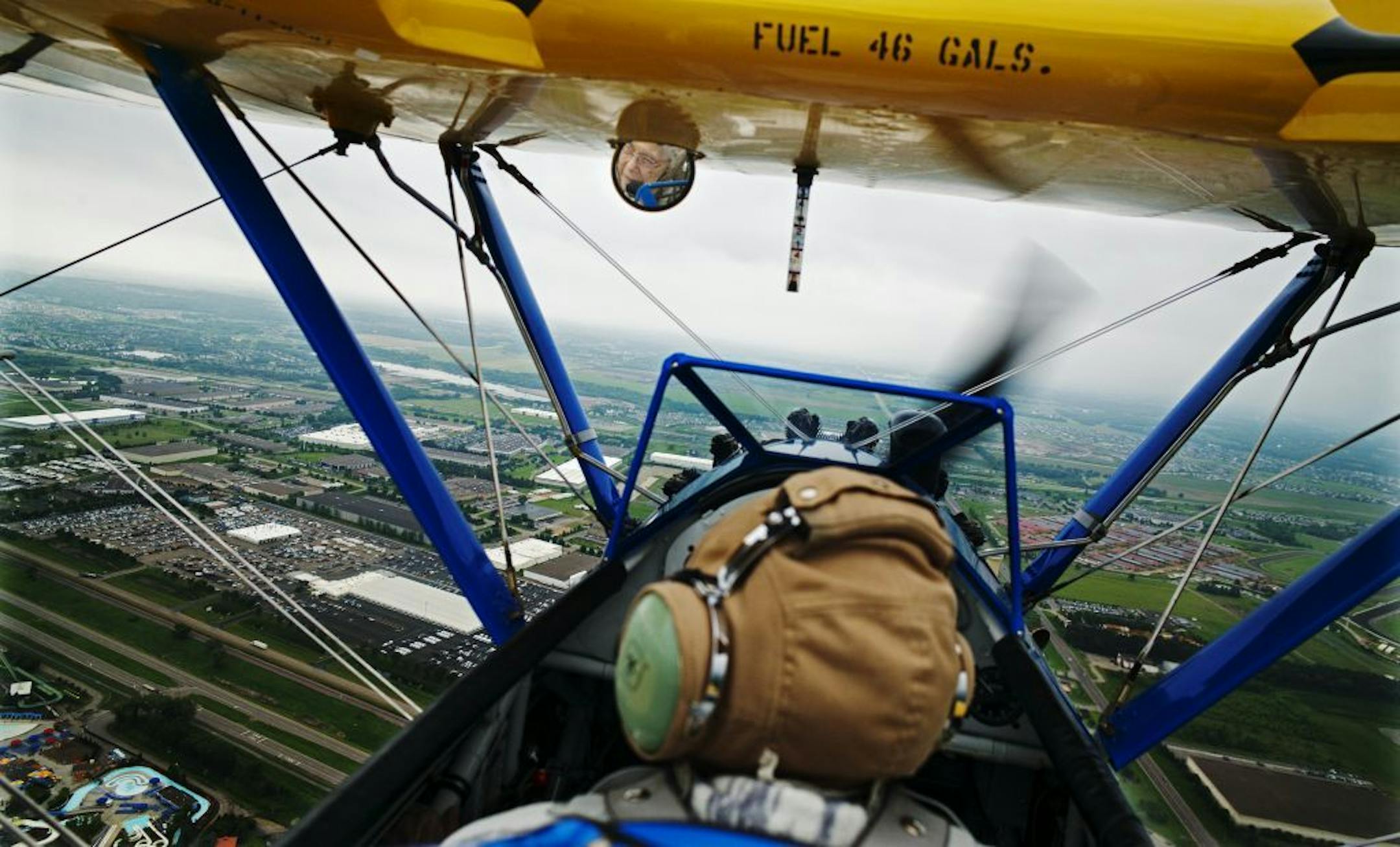 At Flying Cloud Airport, Ageless Aviation Dreams Foundation pilot and founder Darryl Fisher took veterans who live in long-term facilities up in the air in a 1940 Boeing Stearman biplane.