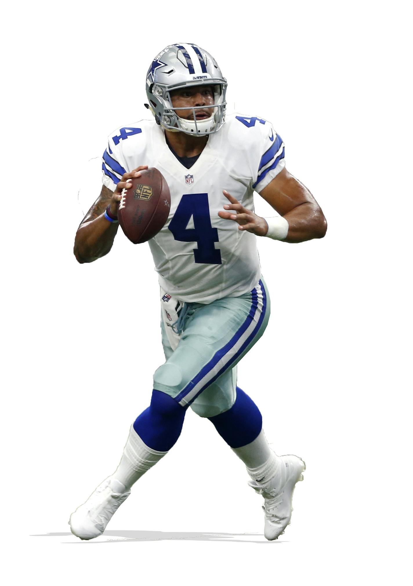 Dallas Cowboys quarterback Dak Prescott (4) scrambles out of the pocket during an NFL football game against the New York Giants on Sunday, Sept. 11, 2016, in Arlington, Texas. (AP Photo/Michael Ainsworth) ORG XMIT: OTKTG238