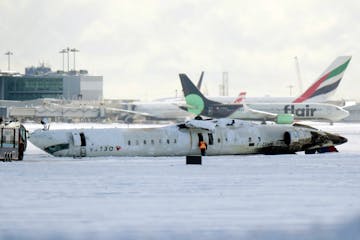 A Delta Air Lines jet traveling from Minneapolis-St. Paul International Airport crash-landed and came to a stop upside down at Toronto Pearson Interna