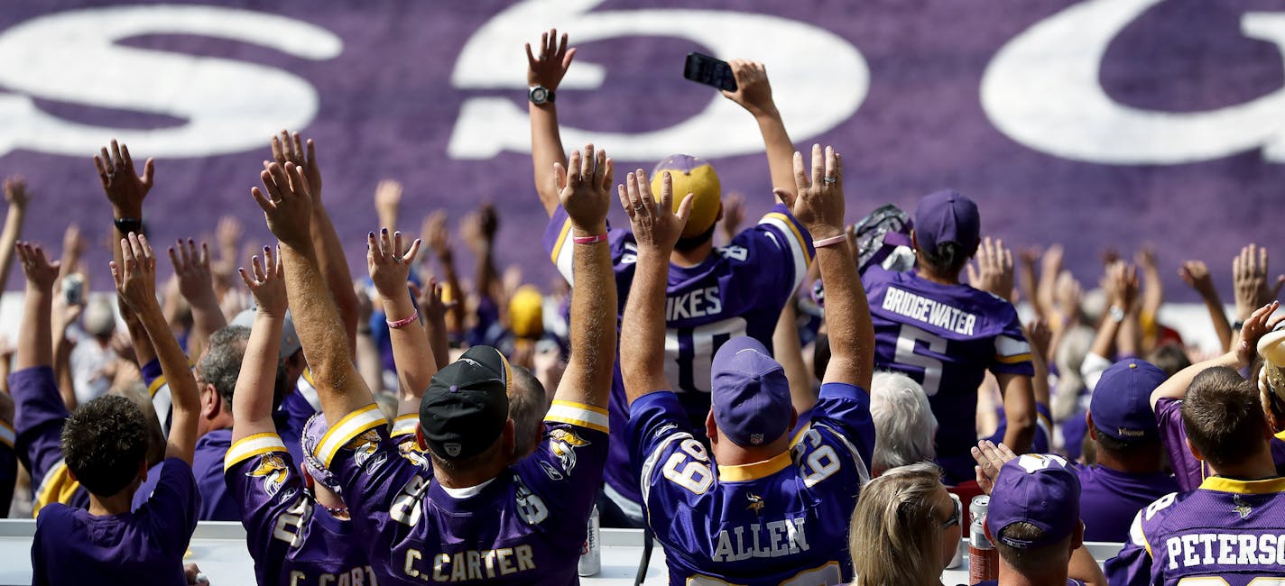 Fans did the wave in the fourth quarter of the Vikings' first preseason game Sunday at U.S. Bank Stadium.