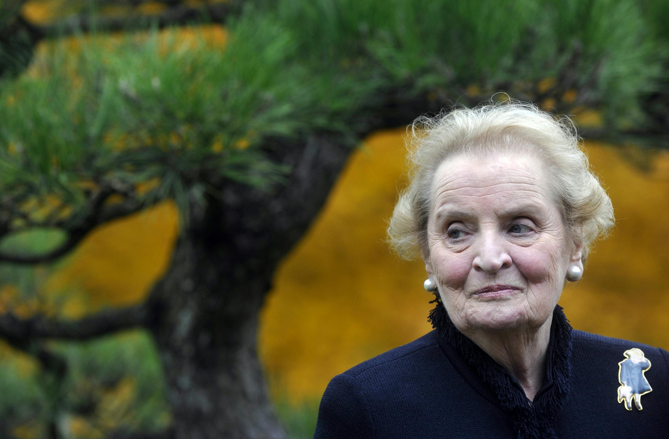 Former American Secretary of State with Czech origin Madelaine Albright plants Japanese Black Pine in Prague Botanical Garden within the project Roots of personalities in Prague, Czech Republic, October 25, 2012. Photo/Vit Simanek (CTK via AP Images) ORG XMIT: VIS 003