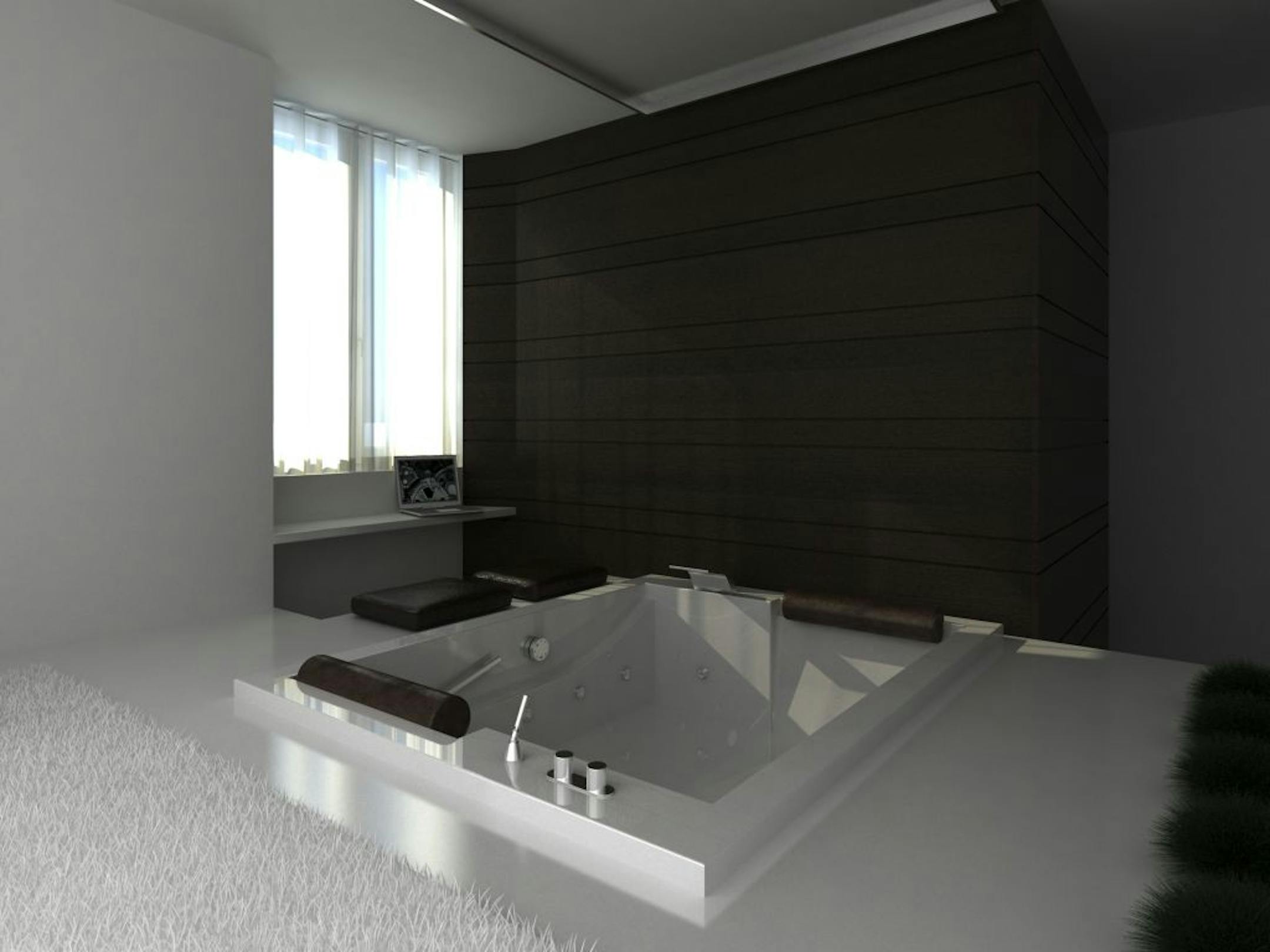 In an undated handout photo, a bathtub that hides under the Alcuni Progetti Bed Up Down system, which allows a bed to levitate into a ceiling recess when not in use. Driven by new technology and old-fashioned ingenuity, architects and interior designers aim to secrete away anything that needs a button, a cord or a subwoofer to work. (Handout via The New York Times) -- NO SALES; FOR EDITORIAL USE ONLY WITH STORY SLUGGED DISAPPEARING DESIGN BY JESSE MCKINLEY. ALL OTHER USE PROHIBITED. --