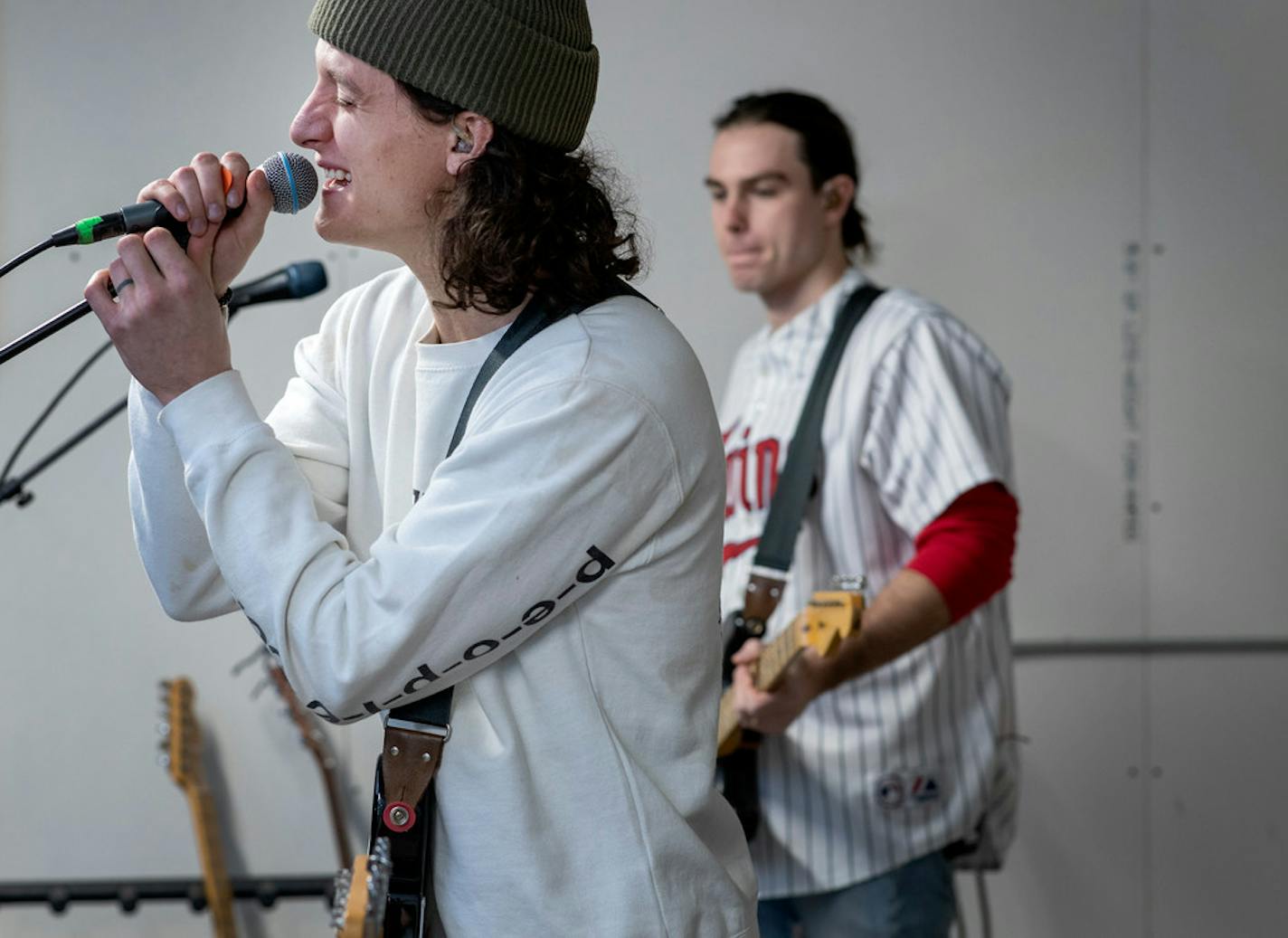 Lars Pruitt and Seth Blum rehearsed in Yam Haus' rehearsal space in a converted garage in Hudson, Wis.