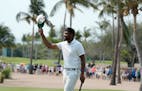Tony Finau celebrated after winning the Mexico Open in Puerto Vallarta on April 30.